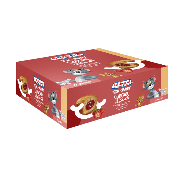 Tom & Jerry Vanilla Cupcake filled with Strawberry Jam - Box